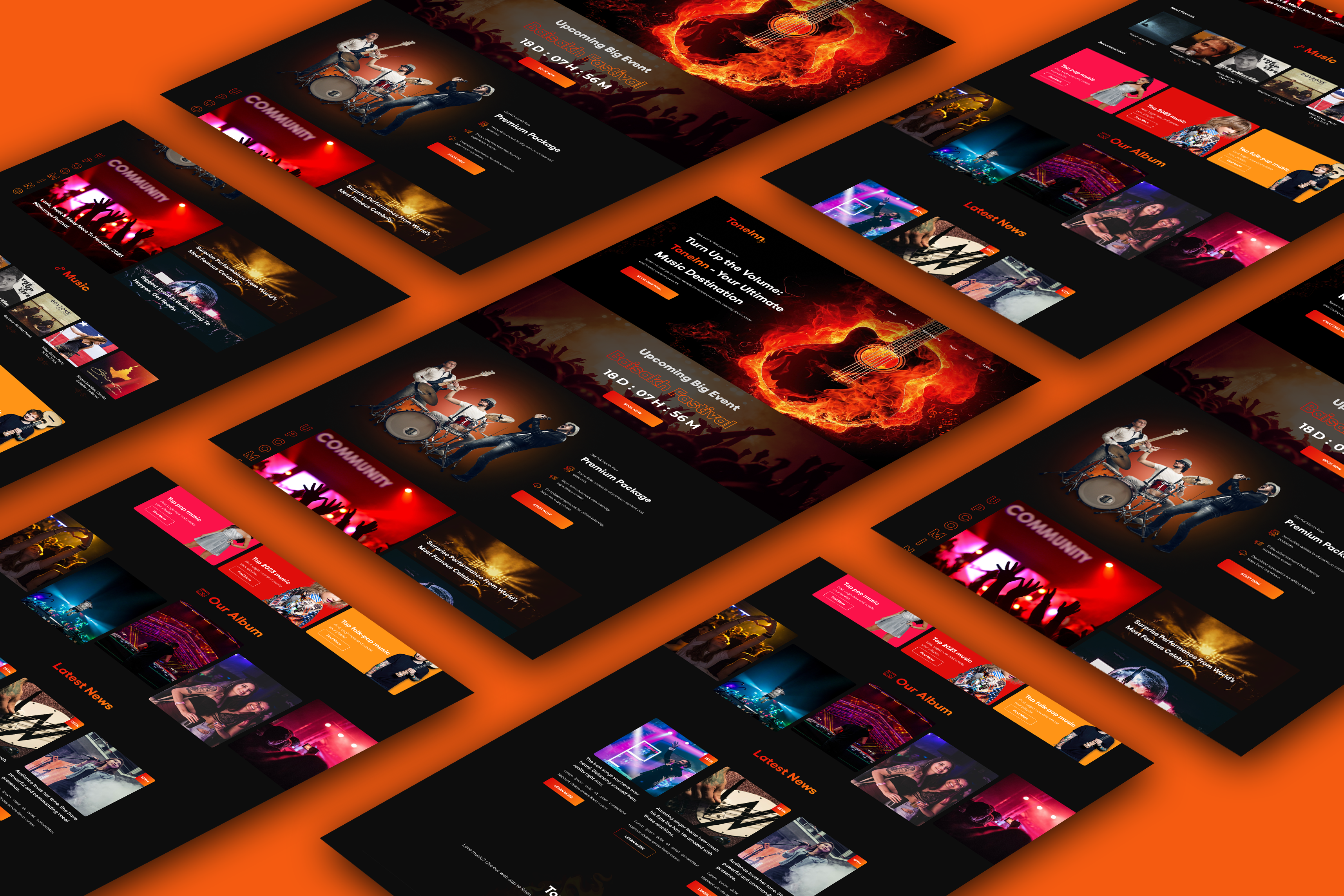 ToneInn Music UI Web Landing Page creative design dj graphic design landing page landing page design music music landing page music web design music website music website design party event ladning page product design ui uiux user interface user interface design ux design web design web ui app design website design