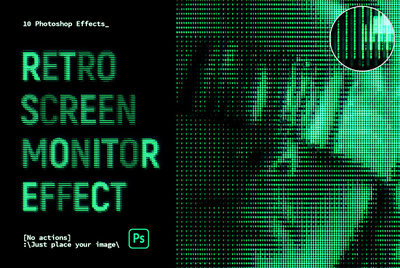 Retro Screen Monitor Effect - Photoshop 80s computer creative market photo filter psd retrofuturistic screen
