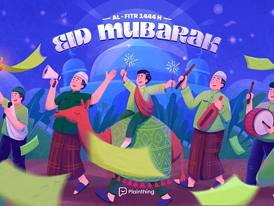 Eid Mubarak 1444 H design eid eid al fitr eid mubarak eid ul fitr illustration lebaran mubarak ramadan ramadan kareem ramadan mubarak ramadhan takbiran ui