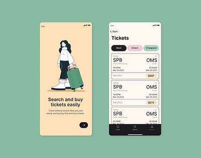 Ticket Search | UX/UI Design | Mobile app user interface