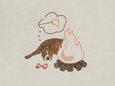 G&H Camping Line Illustration Concept bonfire branding camping coffee design dog drawing dream fire illustration packaging pencil sketch smores summer texture