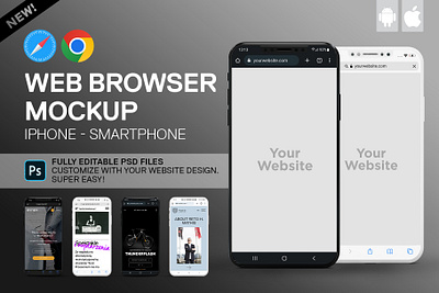 Web Browser Mockup Iphone Smartphone andrid apple browse chrome safari template web website