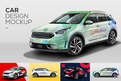 Car Mockup | Customizable PSD 3d branding costomizable graphic logo render template vehicle