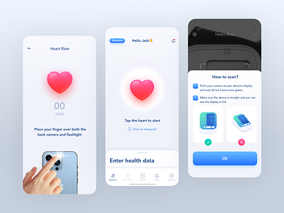 CardiMate - heart rate monitor app design design app designs health heart heart rate medicine ui ux ux ui