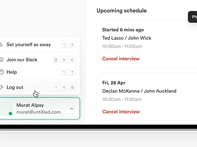 New Project! ✨ calendar clean ui dropdown hr hr platform log out option schedule
