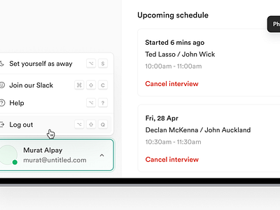 New Project! ✨ calendar clean ui dropdown hr hr platform log out option schedule