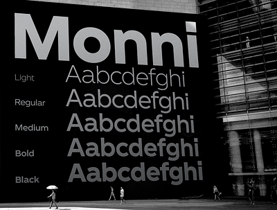 Monni Font Family billboard black black and white branding city creative direction design font design fonts graphic design matt chansky monni perspective photography typeface typography urban