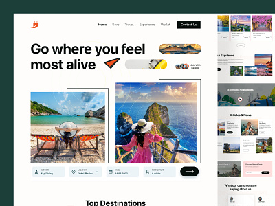 Travel Website Design Landing Page app branding dailyui design dribbble landing page popular travel travel services travel web traveling trip typography ui ux web web design webdesigner website website design