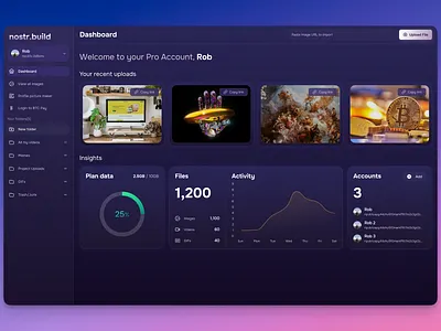 Nostr.build PRO accounts platform nostr ui ux web design