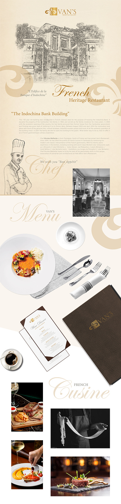 Van's Restaurant | Menu Design business card food french graphic design menu restaurant wine
