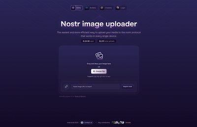 Nostr.build homepage ui ux design web design