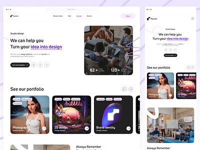 Raeven Website 🐦‍⬛️ agency brand agency branding budget company design design agency hero design hero section hero section hire landing page logo minimal mobile portfolio responsive service ui visual identity web design