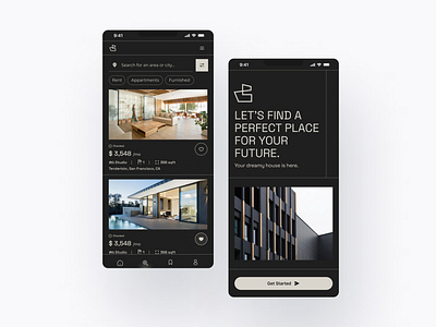 Real state application architecture bussiness buying darkui facade findhouse flat house luxury minimal modern property pwa realstate sellhouse ui ux website