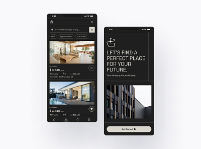 Real state application architecture bussiness buying darkui facade findhouse flat house luxury minimal modern property pwa realstate sellhouse ui ux website