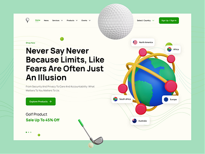 Golf Club - Website Design ⛳ 3d animation clean design golf golf statistic golf watch golfdesign golfwebsite product sport ui uiux websitedesign