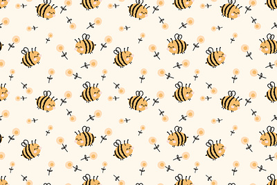 Bee seamless pattern baby baby collection baby pattern bee bee pattern cute design illustration kids seamless pattern summer yellow