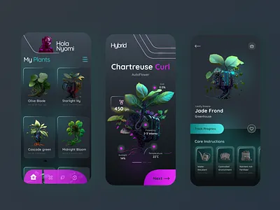 Plant Management App: Cyberplants appdesign appui branding cyber cyberplant cybertheme graphic design mobileapp plant plantapp plantmanagement ui ui design uiux uxdesign