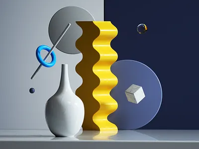 Yellow Composition 3d 3dart abstract art c4d cinema4d colorful composition design mimnimalism octane render