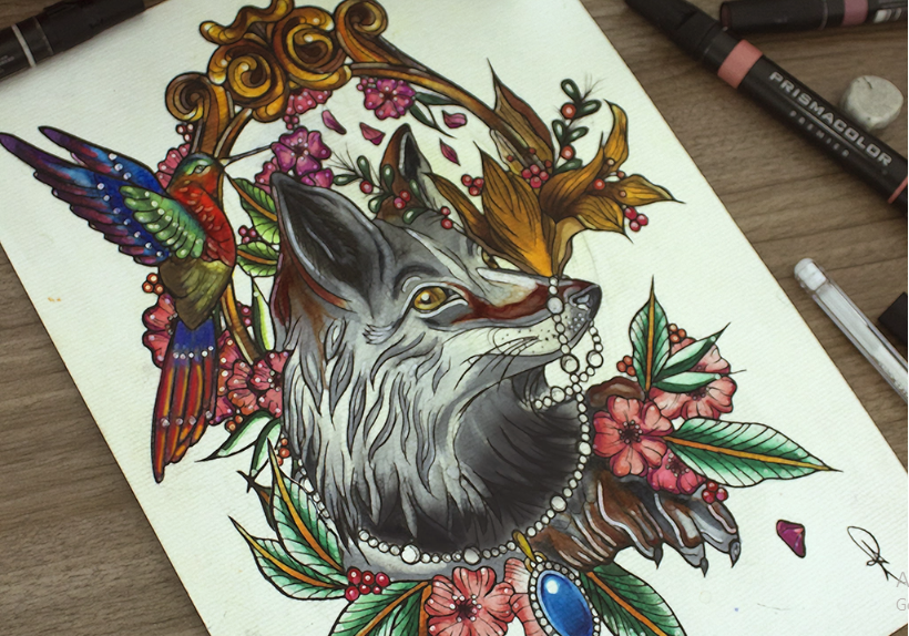Coyote Illustration animal illustration artist coyote design hand drawn illustration illustration art ink pencil prismacolor procreate sketch tattoo watercolor