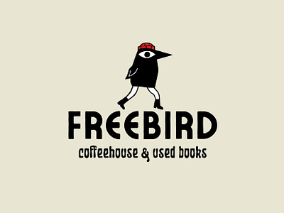 Freebird Coffeehouse & Used Books bird bookstore branding caribou creative coffee handdrawn illustration laura prpich logo retro vector vintage