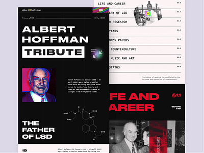 Albert Hoffman Tribute Landing Page acid career landing lsd personal portfolio storytelling tribute ui web design
