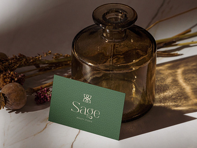 Sage Beauty Studio Branding beauty beautysalon beautystudio branding design graphic design logo logodesign luxurybranding minimal mockup monogram premium sage
