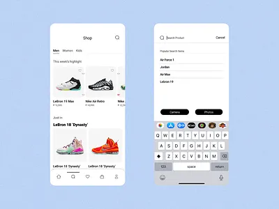 Kicks In Motion: Shop & Search page Interface animation branding design graphic design illustration motion graphics motiondesign