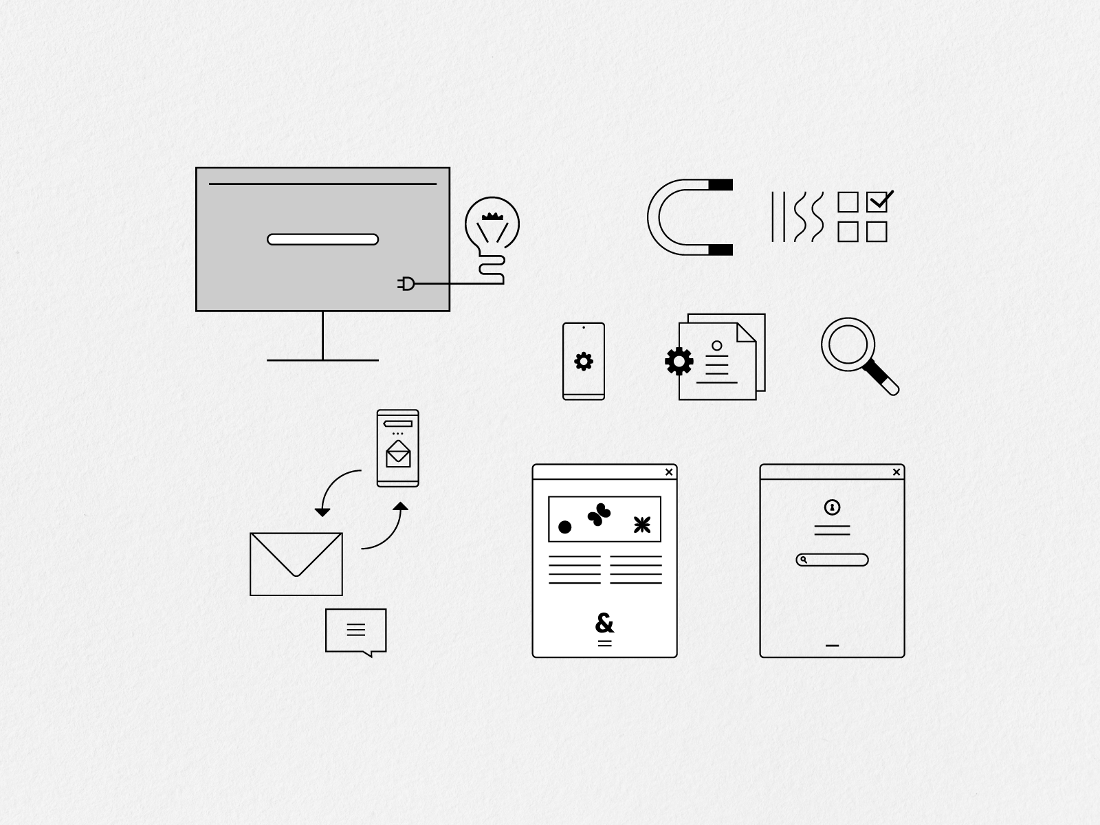 Technology icons :: file for download app computer technology device devices electronic icon icons internet line mobile pictogram set technology technology elements ui vector web website symbol