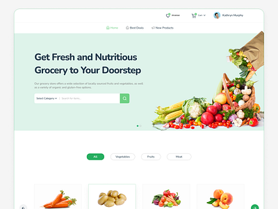 Nutritious Grocery Shop design grocery grocery shop dsign grocery shop uiux design homepage landing page online shop shop uiux design vegetable website design