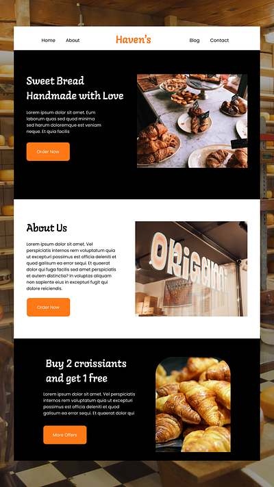 Design of a Landing Page for a Bakery bakery landing page graphic design ui