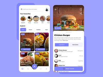 Rekyu - Food Recipe App UI app app design burger app design food and beverages app food app pizza app product design recipe app restaurant app ui ui design ux ux design