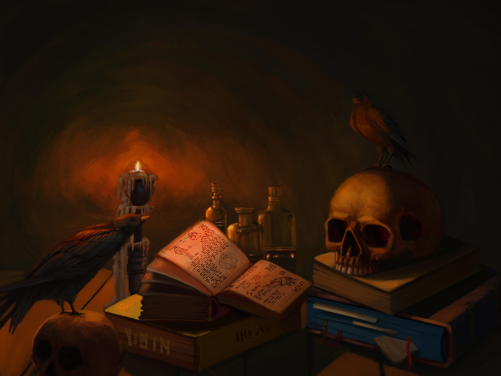 The wizard's notes: an illustration of a wizard's desk in a fant by ...