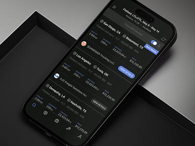 Logistics Mobile App Dark Mode aggregator app clean courier dark mode dark ui delivery figma interaction logistics logistics app minimal mobile night mode product design shipping shipping app transportation ui ux