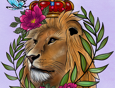 Lion T-shirt animal art artist design digital art graphic design hand drawn illustration illustration art lion lion illustration procreate t shirt tee traditional tattoo