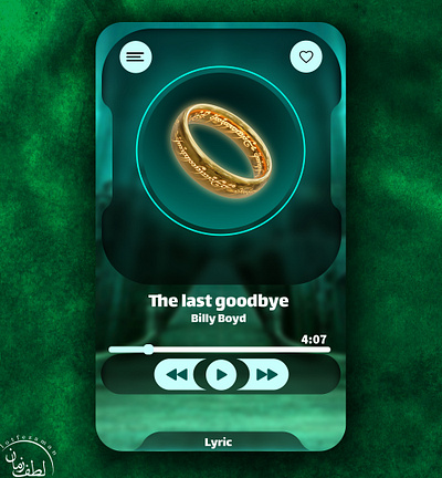 Music player UI Design design lord of the ring photoshop ui
