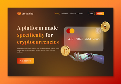 Cryptocurrency Landing Page bitcoin blockchain crypto crypto currency crypto wallet crypto website cryptocurrency ethereum exchange finance investment landing page nft ui ux web web design webdesign website website design
