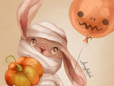 Hello, Halloween bunny halloween kids illustration mummy