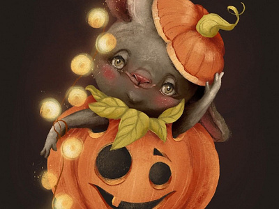 Hello, Halloween bunny cute halloween kids illustration pumpkin