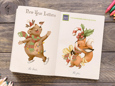 New Year Letters card christmas cute bear cute fox design greeting card kids illustration woodland animal xmas