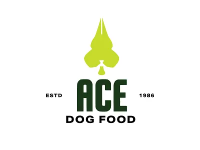 Ace Dog Food Logo ace ace of spades animal clean design dog dog food icon identity identity design k9 lockup logo logo design logo lockup modern pet spades symbol