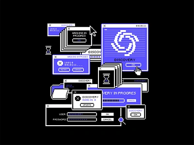 Discovery loading... 8bits arcade branding computer dark mode design figma graphic design icon icon set illustration logo pixel pixel art pixel tools retro screen vector vintage windows