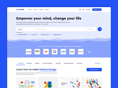 EDUVERSE - online education platform design desktop eductation platform product design ui ux web design