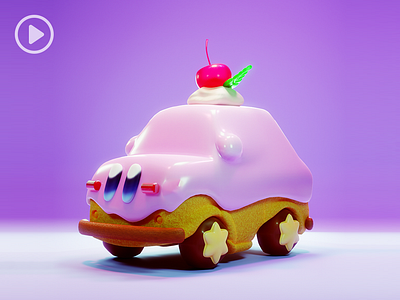Kuruma Hobari Cake Kirby 3d animation blender car character design illustration kirby kirby and the forgotten land motion graphics nintendo pastry