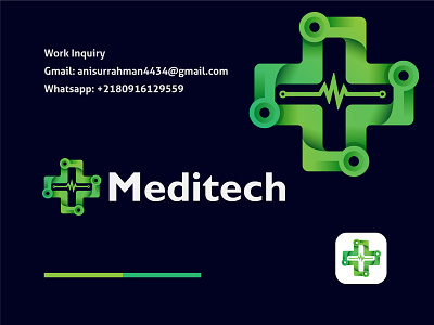 Modern Logo, Logo Design, Medical Logo. app logo branding business logo creative logo doctor doctor logo electronic hospital logo logo logo design logomark medical medical logo medicine meditech minimalist logo modern logo tech tech logo technology