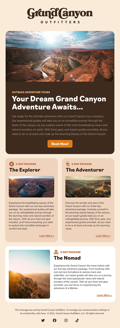 Email Design - Grand Canyon Outfitters email