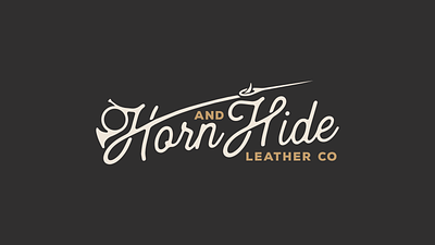 Horn and Hide Leather Co branding french horn graphic design h logo handcrafted handmade homemade horn instrument instrument logo leather brand leather logo logo logomark script logo sewing sewing logo thread and needle typography typography logo