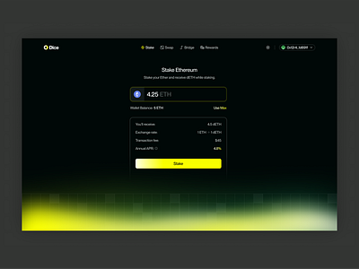 Dice – Liquid ETH 2.0 Staking dApp blockchain branding design interface ui web app web3