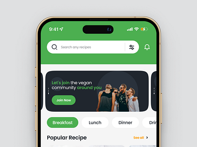 #Exploration - Vegano's - Vegan Food Recipes Mobile 👩🏻‍🍳🥝🌽 cheff vegan food community food food cooking recipe illustration mobile app recipe recipe mobile app uiux vegan veganfood veganos vegetarian