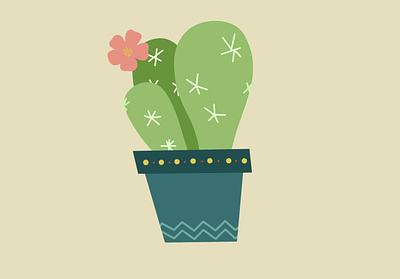 Cactus cacti cactus flat flower illustration plant pot procreate vector