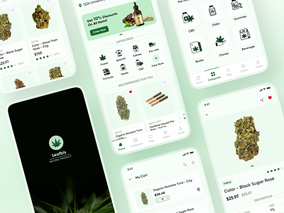 Medical Marijuana App - On-Demand Weed delivery App cannabis cannabis delivery cbd dispensary eaze fitness leaf leafly marijuana medical marijuana mobile app design ondemand weed online cannabis relax smoke uiux weed weed delivery weedmap wellness
